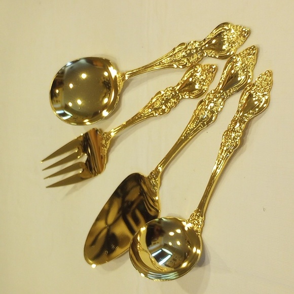 Vintage Royal Sealy Gold Plated 4 pc Hostess Set - Picture 6 of 15